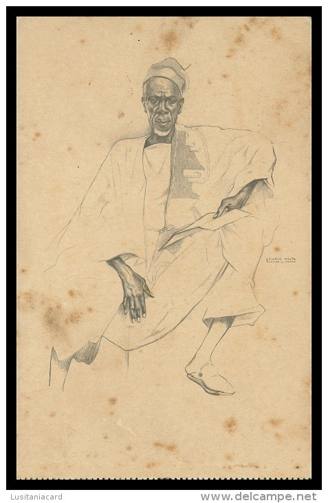 GUINÉ- BISSAU -EXPOSIÇÕES- Mamadú Sissé- Regulo  (Desenho De Eduardo Malta ) Carte Postale - Guinea-Bissau