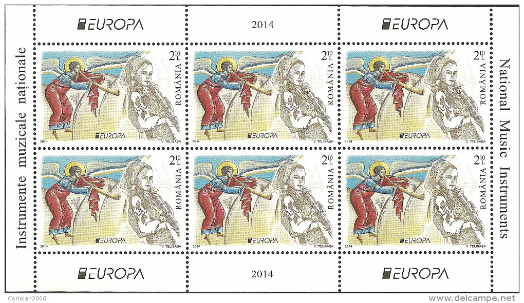Europa, Musical Instruments / Romania 2014 / Set 2 MS With 6 Series - Unused Stamps