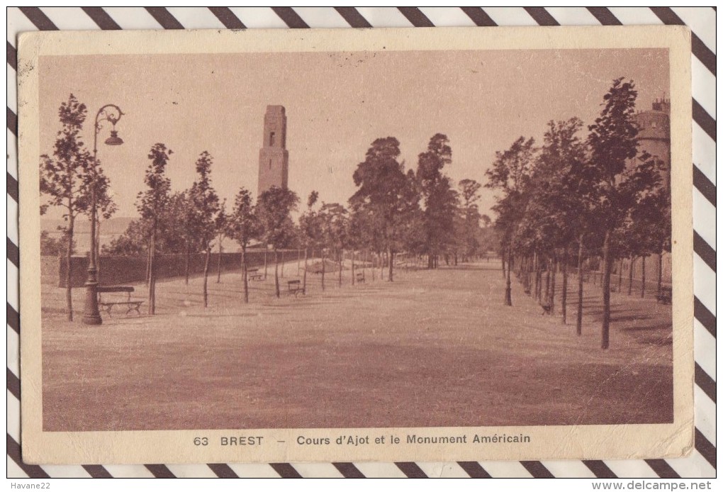 6AI858 BREST COURS D'AJOT ET LE MONUMENT AMERICAIN 2 SCANS - Brest