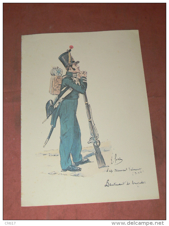 GRAVURE AQUARELLE SUR CANSON/ ERNEST FORT / UNIFORME DOUANES / GENDARMES/ LIEUTENANT DE BRIGADES  / LITHOGRAPHIE - Estampes & Gravures