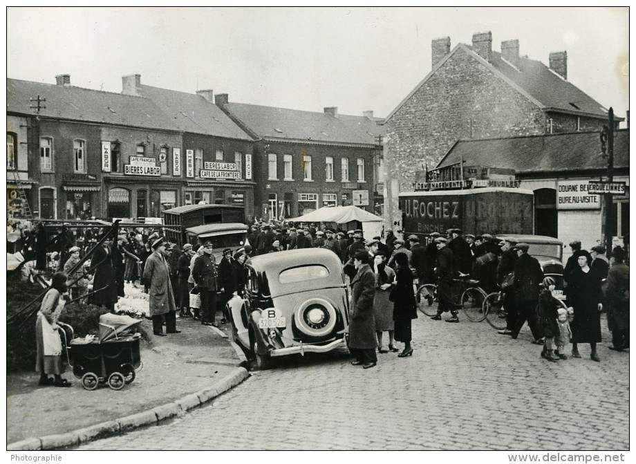 Belgium Erquelinnes Marché Frontiere Franco-Belge Ancienne Photo 1937 - Autres & Non Classés