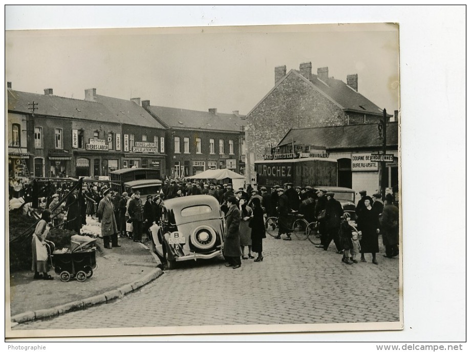 Belgium Erquelinnes Marché Frontiere Franco-Belge Ancienne Photo 1937 - Autres & Non Classés