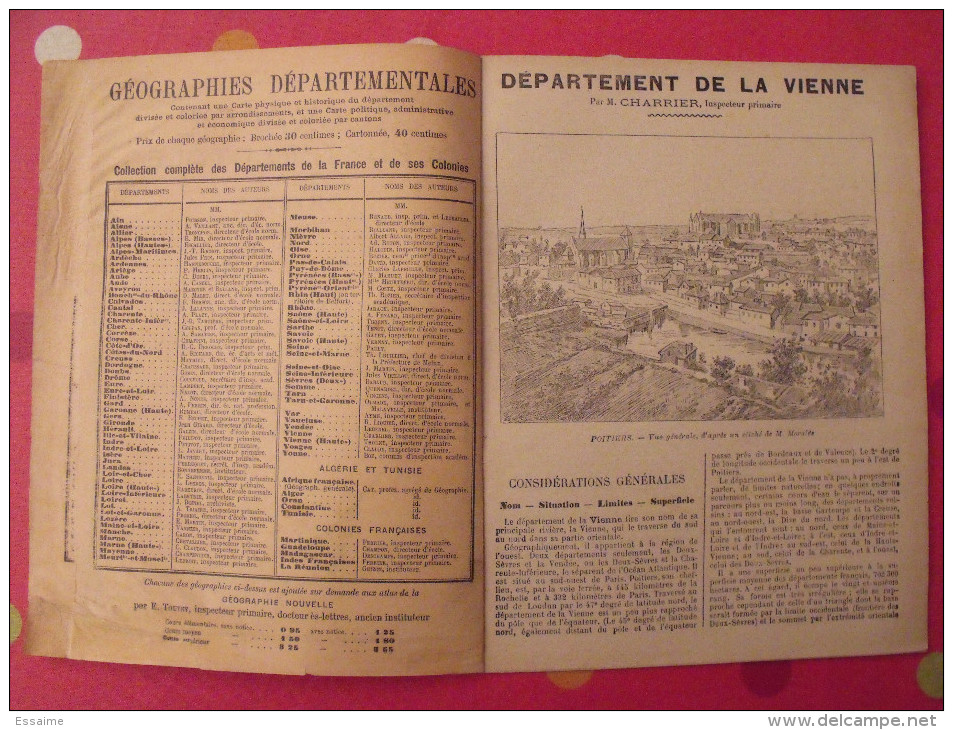 Vienne. Poitiers. Géographies Départementales De La France. Cartes. Vers 1890 - Picardie - Nord-Pas-de-Calais