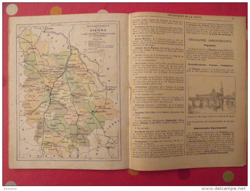Vienne. Poitiers. Géographies Départementales De La France. Cartes. Vers 1890 - Picardie - Nord-Pas-de-Calais