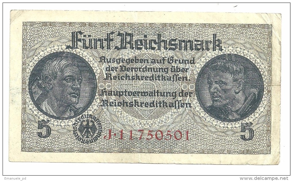 German Occupation Of Europe 5 Reichsmark 1944 - WW2