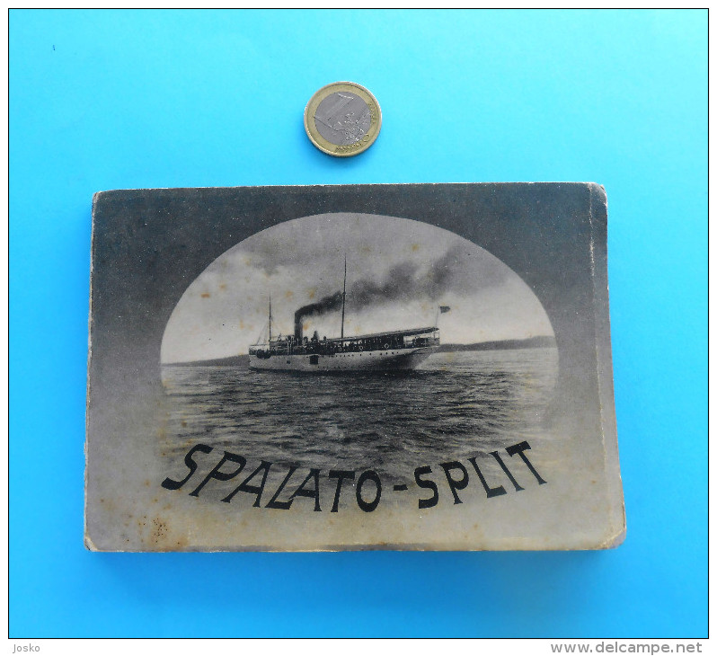 SPALATO - SPLIT .. old complette set of 12. photos * Croatia * Old steamboat on cover ship schiff nave piroscafo dampfer