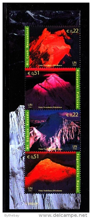 United Nations Vienna MNH Scott #317a Strip Of 4 Mountains: Mt Cook, Mt Robson, Mt Rakaposhi, Mt Everest - Neufs