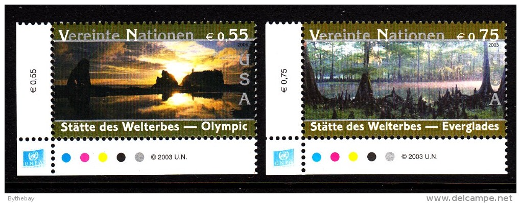 United Nations Vienna MNH Scott #338-#339 Set Of 2 World Heritage USA: Olympic National Park, Everglades - Ungebraucht