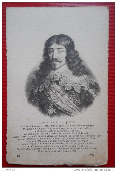 CPA PORTRAITS HISTORIQUES CELEBRES N°24  "LOUIS XIII LE JUSTE" Ed N.D - LEVY & NEURDEIN - Historische Persönlichkeiten