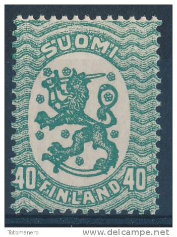 FINLAND/Finnland 1929 40p Type II Lions Without Watermark, Perf 14x14¼  ** MNH - Nuovi