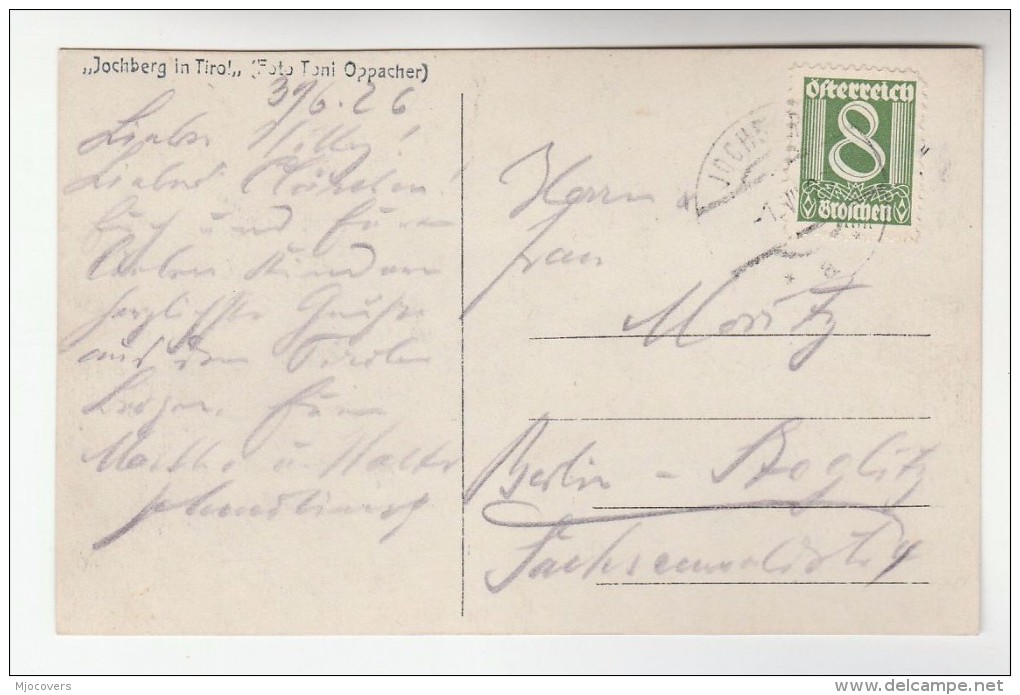 1926 Jochberg AUSTRIA Stamps COVER (photo Postcard Jochberg In Tirol) To Germany - Covers & Documents