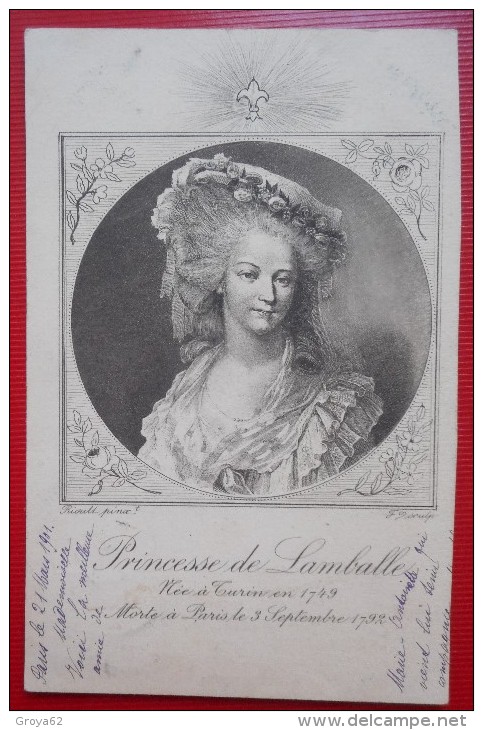 CPA PORTRAIT FEMME HISTORIQUE CELEBRE 1901 "PRINCESSE DE LAMBALLE" Par RIOULT Pinx - Personnages Historiques