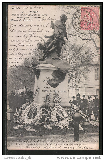 CPA Nimes, Monument Aux Enfants Du Gard Morts Pour La Patrie - Other & Unclassified