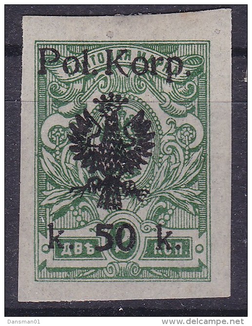 POLAND 1918 I POL CORPS Fi 14A Mint Hinged (not Signed) - Unused Stamps