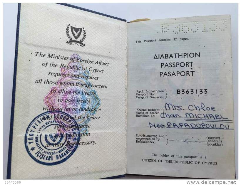 CYPRUS Passport Passeport Reisepass - Historische Documenten