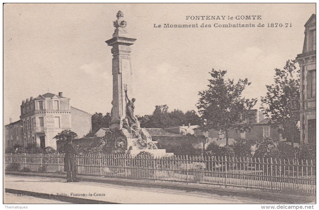 Thématiques 85 Vendée Fontenay Le Comte Le Monument Des Combattants De 1870 71 Ecrite 09 09 1919 - Fontenay Le Comte