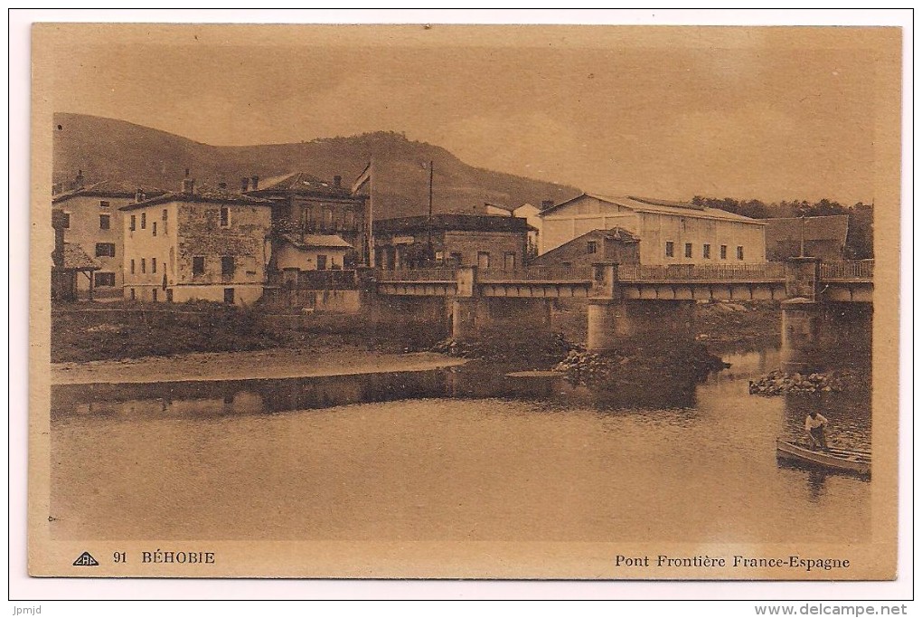64 - BÉHOBIE - Pont Frontière France-Espagne - Ed. CAP N° 91 - Tampon "Pont International" - Urrugne
