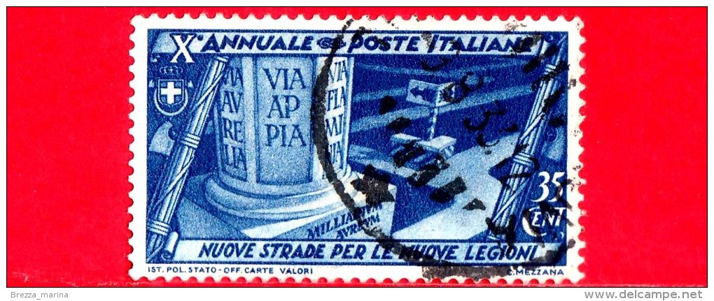 ITALIA - Regno - Usato - 1932 - Decennale Della Marcia Su Roma - Potenziamento Della Rete Stradale - Nuove Strade - 35 - Used