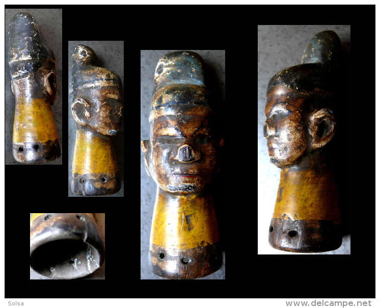 Rare Ancienne Tête De Marionnette PERANAKAN De Javal / Old Peranakan Chinese Clay Puppet Head - Art Asiatique