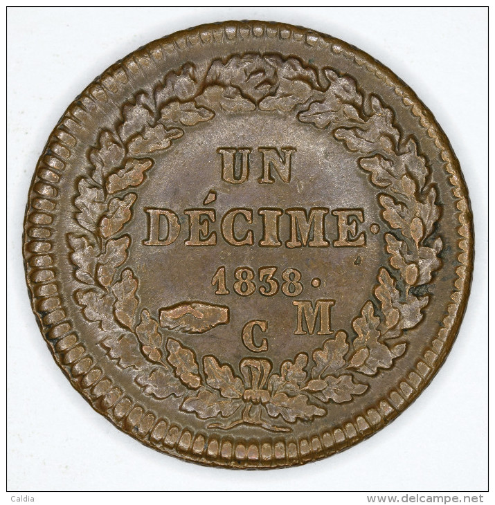 Monaco Un Decimes 1838 HIGH  GRADE # 3 - Charles III.