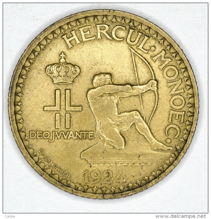 Monaco 2 Francs 1924 GOOD  GRADE # 1 - 1922-1949 Louis II.