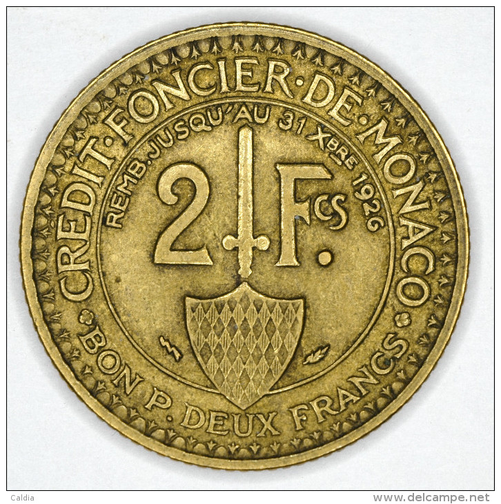 Monaco 2 Francs 1924 GOOD  GRADE # 2 - 1922-1949 Louis II.