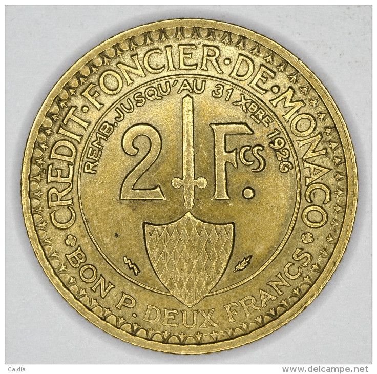 Monaco 2 Francs 1924  HIGH  GRADE # 3 - 1922-1949 Louis II
