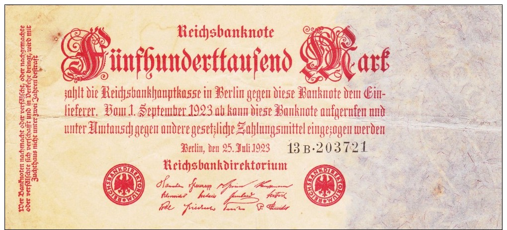 Reichsbanknote 1923 - 500000 Mark