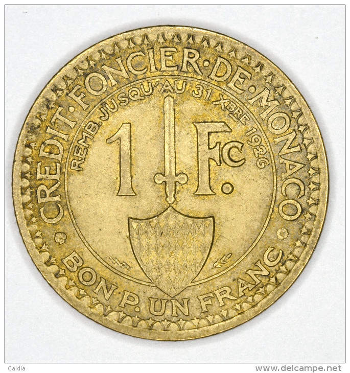 Monaco 1 Franc 1924 HIGH  GRADE - 1922-1949 Louis II