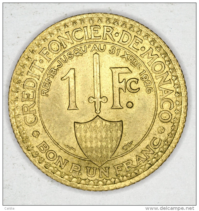 Monaco 1 Franc 1924 AUNC # 1 - 1922-1949 Louis II