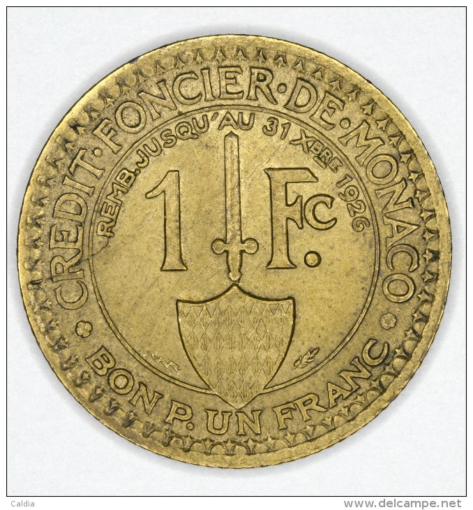 Monaco 1 Franc 1924 AUNC # 2 - 1922-1949 Louis II