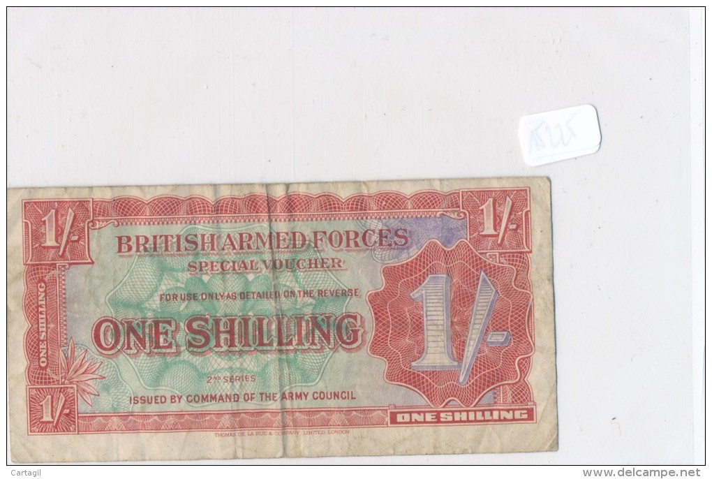 Billets-B1971-Billet Certificat  Paiement Militaire UK - 1 Shilling RARE  ( Type, Nature, Valeur, état... Voir 2 Scans) - Otros & Sin Clasificación