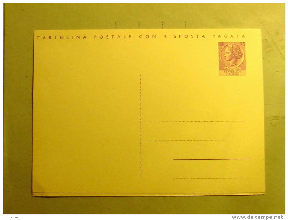 REPUBBLICA 1960 CARTOLINA POSTALE LIRE 25+25 RISPOSTA PAGATA NUOVA (C044) - Interi Postali