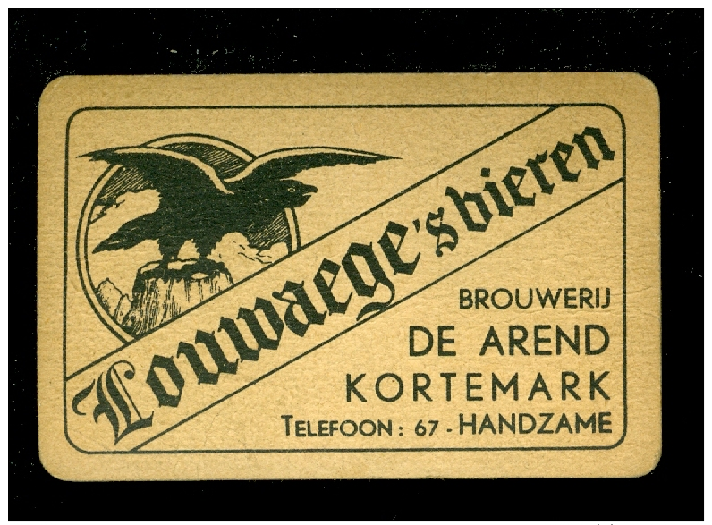 Speelkaart ( 027 ) Dos D´ Une Carte à Jouer Bier Bière Bieren Bières Brasserie Brouwerij -  Kortemark - Barajas De Naipe