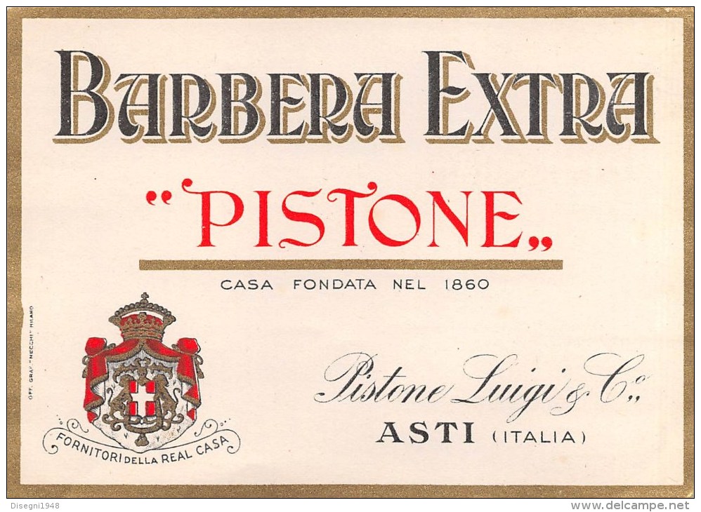 04944 "BARBERA EXTRA - PISTONE LUIGI & C. ASTI" ETICHETTA ORIGINALE - Red Wines