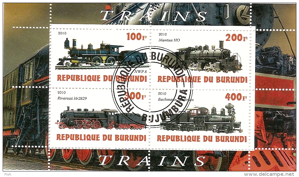 Burundi & Classic Trains 2010 (8) - Used Stamps