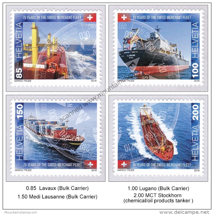 Switzerland 2016 (1/2016) 75 Years Of The Swiss Merchant Fleet Ship Tanker Bulk Carrier MNH - Ships