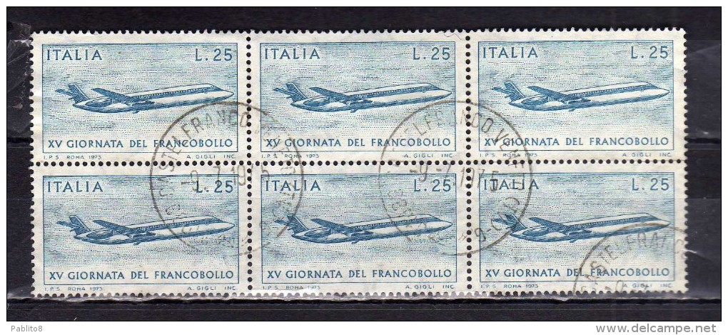 ITALIA REPUBBLICA ITALY REPUBLIC 1973 GIORNATA DEL FRANCOBOLLO STAMP DAY AEREO POSTALE POSTAL PLANE USATO USED OBLITERE´ - 1971-80: Oblitérés