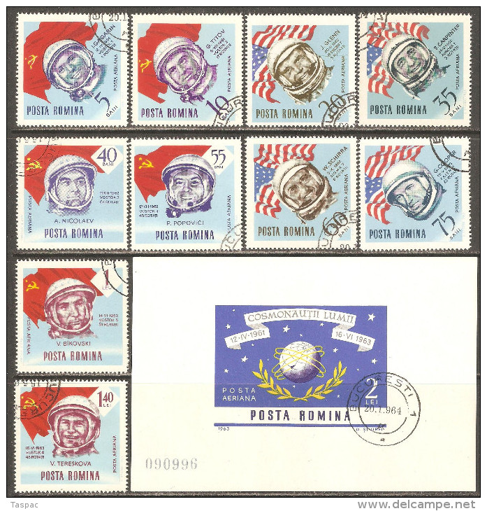 Romania 1964 Mi# 2238-2247, Block 56 Used - Astronauts And Cosmonauts / Space - Europe