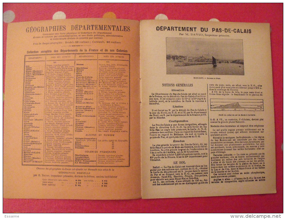 Pas De Calais. Arras Boulogne. Géographies Départementales De La France. Cartes. Vers 1890 - Picardie - Nord-Pas-de-Calais