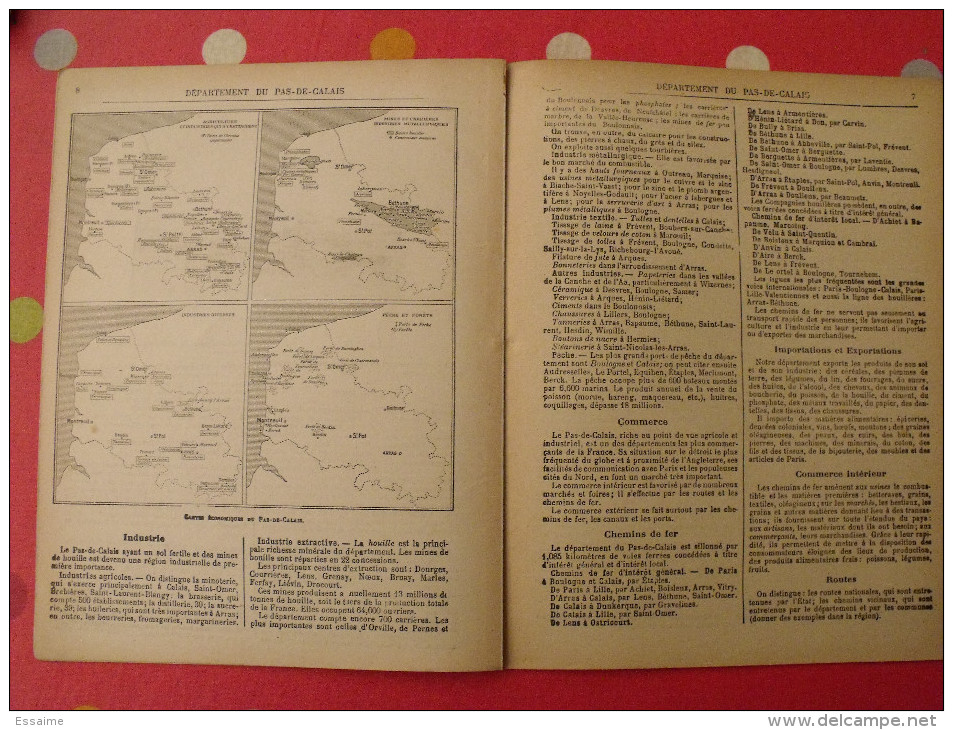 Pas De Calais. Arras Boulogne. Géographies Départementales De La France. Cartes. Vers 1890 - Picardie - Nord-Pas-de-Calais