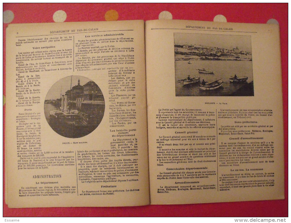 Pas De Calais. Arras Boulogne. Géographies Départementales De La France. Cartes. Vers 1890 - Picardie - Nord-Pas-de-Calais