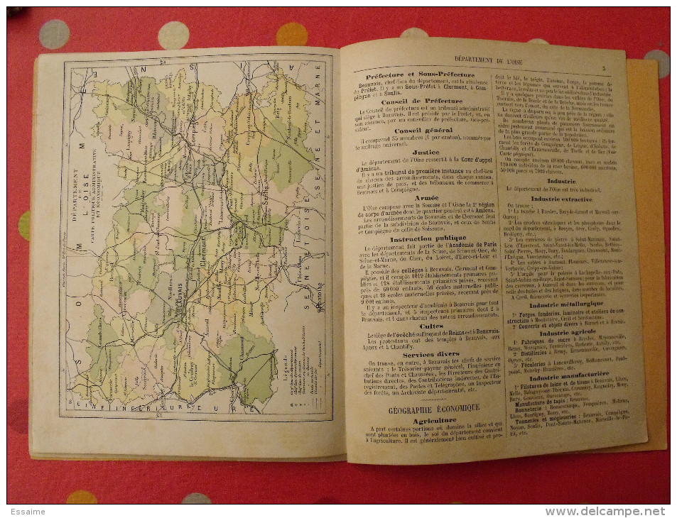 Oise Beauvais Senlis. Géographies Départementales De La France. Cartes. Vers 1890 - Ile-de-France