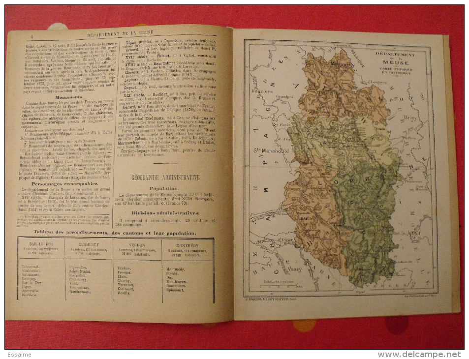 Meuse. Verdun. Géographies Départementales De La France. Cartes. Vers 1890 - Champagne - Ardenne