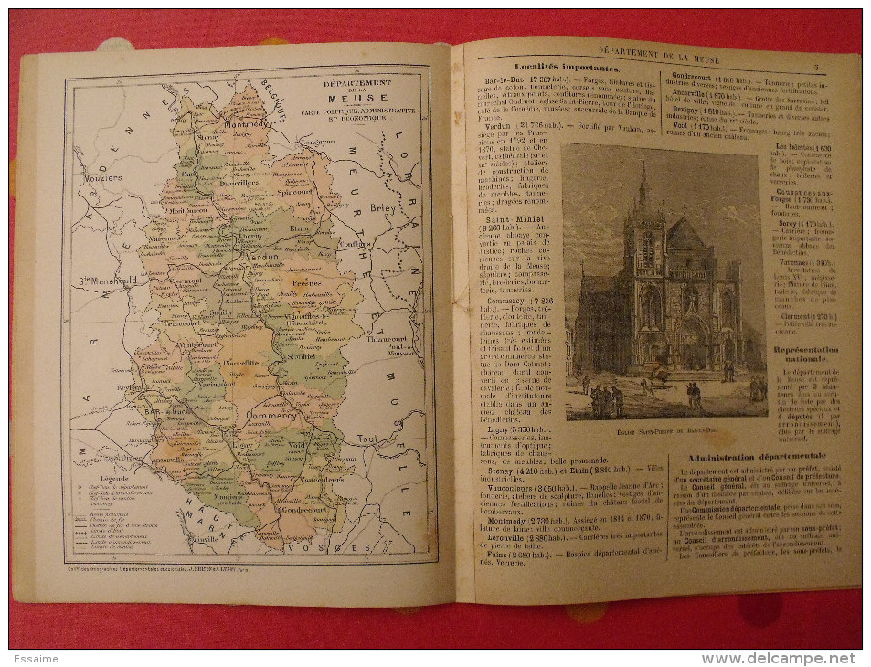 Meuse. Verdun. Géographies Départementales De La France. Cartes. Vers 1890 - Champagne - Ardenne
