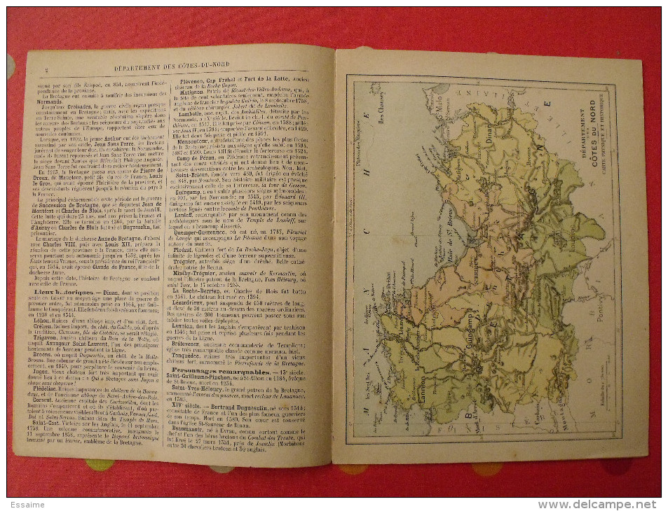 Cote Du Nord. Bretagne. Géographies Départementales De La France. Cartes. Vers 1890 - Bretagne