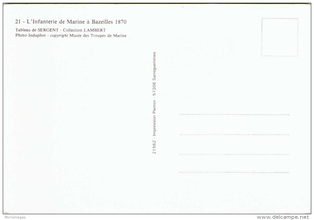 L'Infanterie De Marine à Bazeilles 1870 - Tableau De Sergent - Other Wars