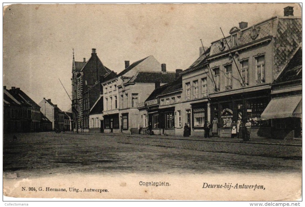 8 Postk. Deurne Cogelsplein Uitg. Hermans N°904 Fredeganduskerk Hermans N°430 Roeivijver Rivierenhof Gemeentehuis - Autres & Non Classés