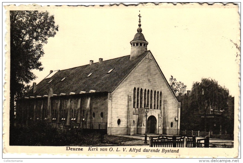 8 Postk. Deurne Cogelsplein Uitg. Hermans N°904 Fredeganduskerk Hermans N°430 Roeivijver Rivierenhof Gemeentehuis - Autres & Non Classés