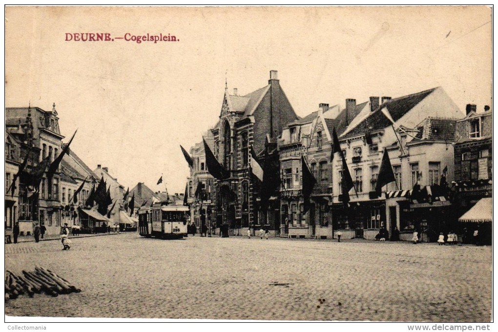 8 Postk. Deurne Cogelsplein Uitg. Hermans n°904 Fredeganduskerk Hermans n°430 Roeivijver Rivierenhof Gemeentehuis